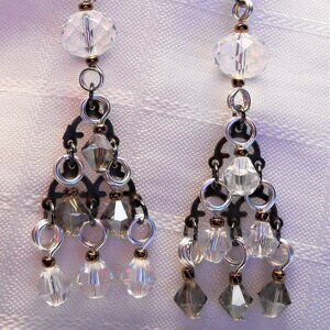 No 654 Beautiful handmade chandelier earrings with glass crystals